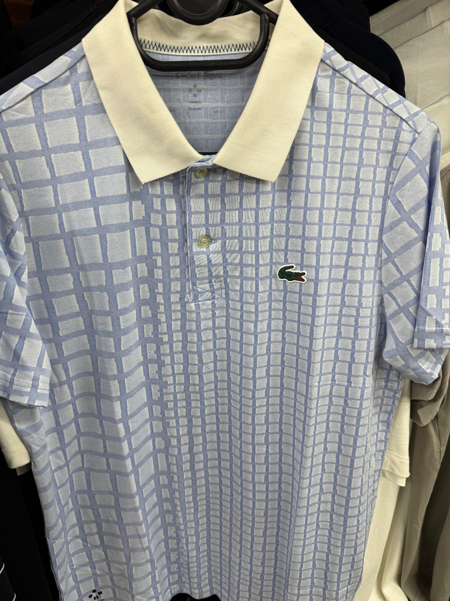Lacoste Check Polo — Sky Blue/White