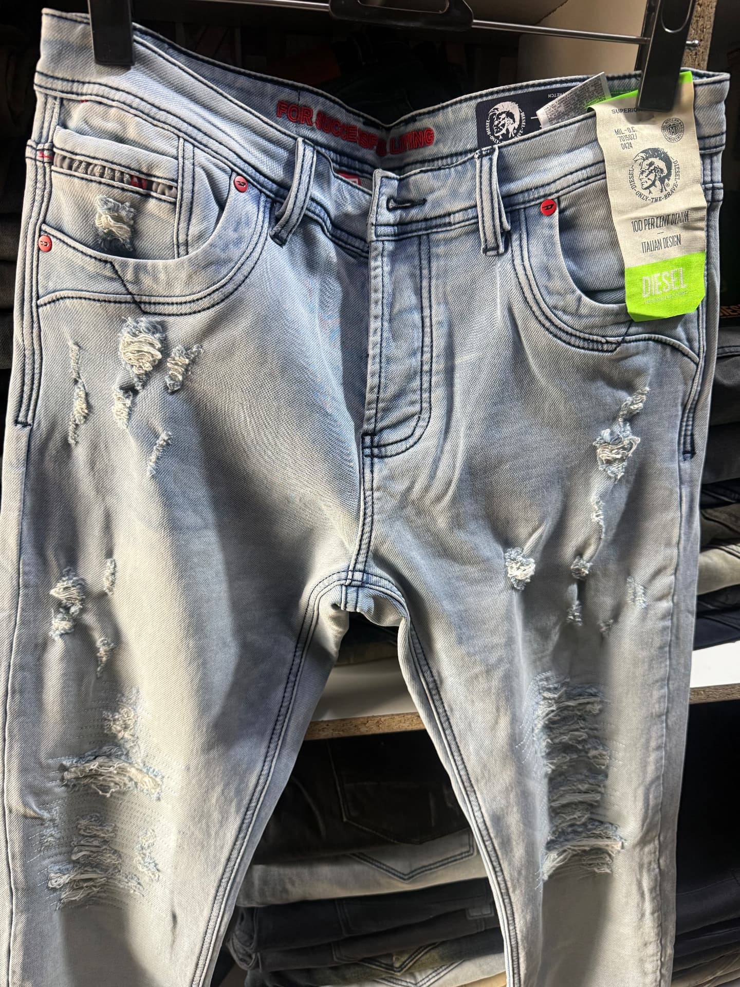 Diesel Skinny Ripped Jeans — Light Blue