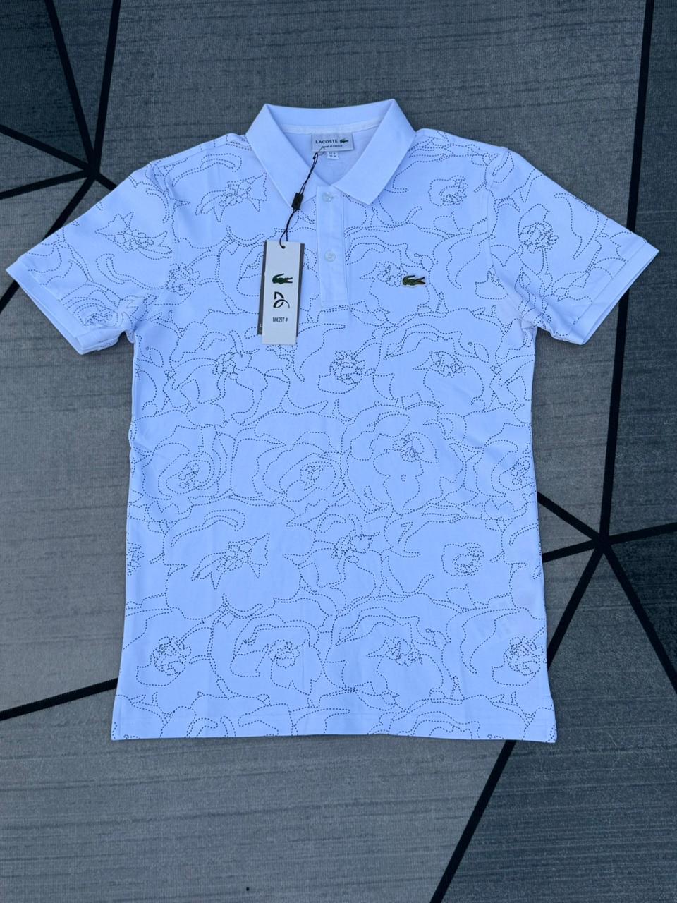 Lacoste Floral-Print Polo — White