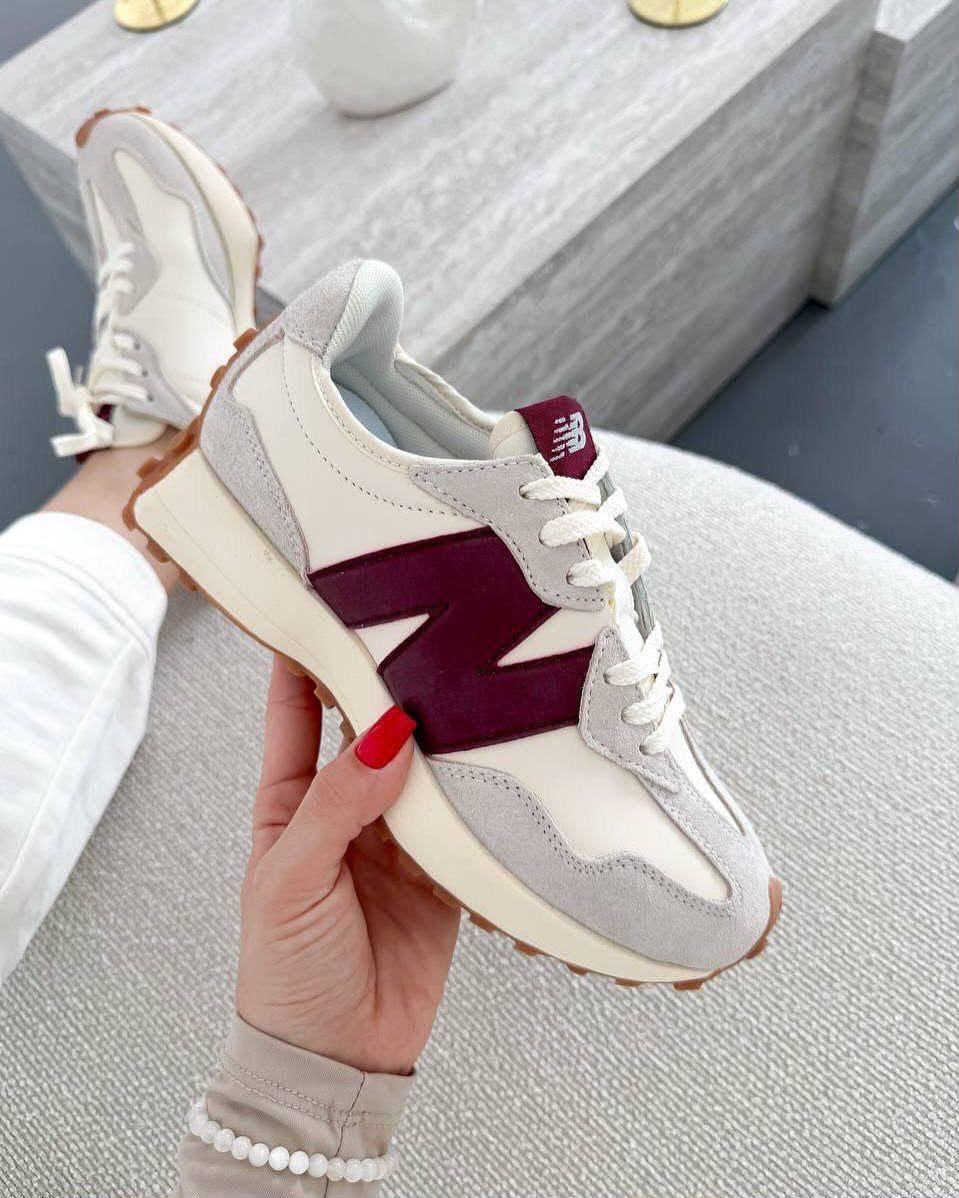 New Balance 327 Cream Burgundy