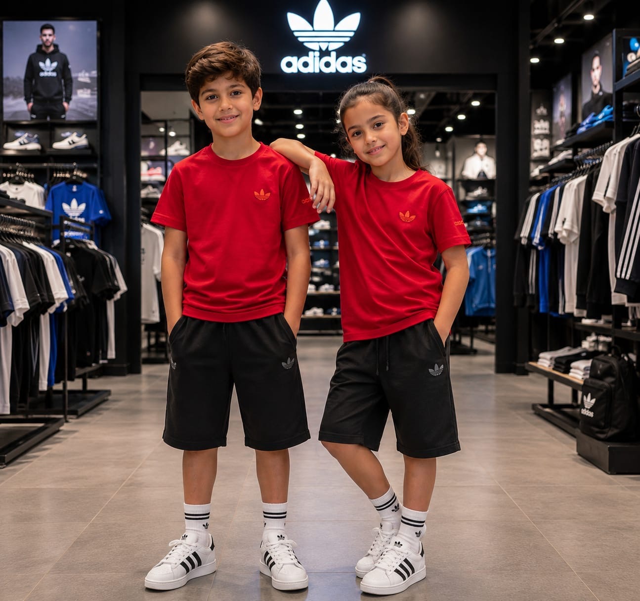 Adidas Kids Set — Tee & Shorts (Red)