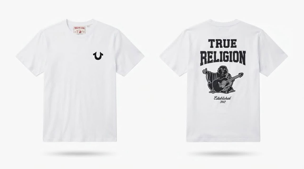 True Religion Buddha Guitar Tee — White
