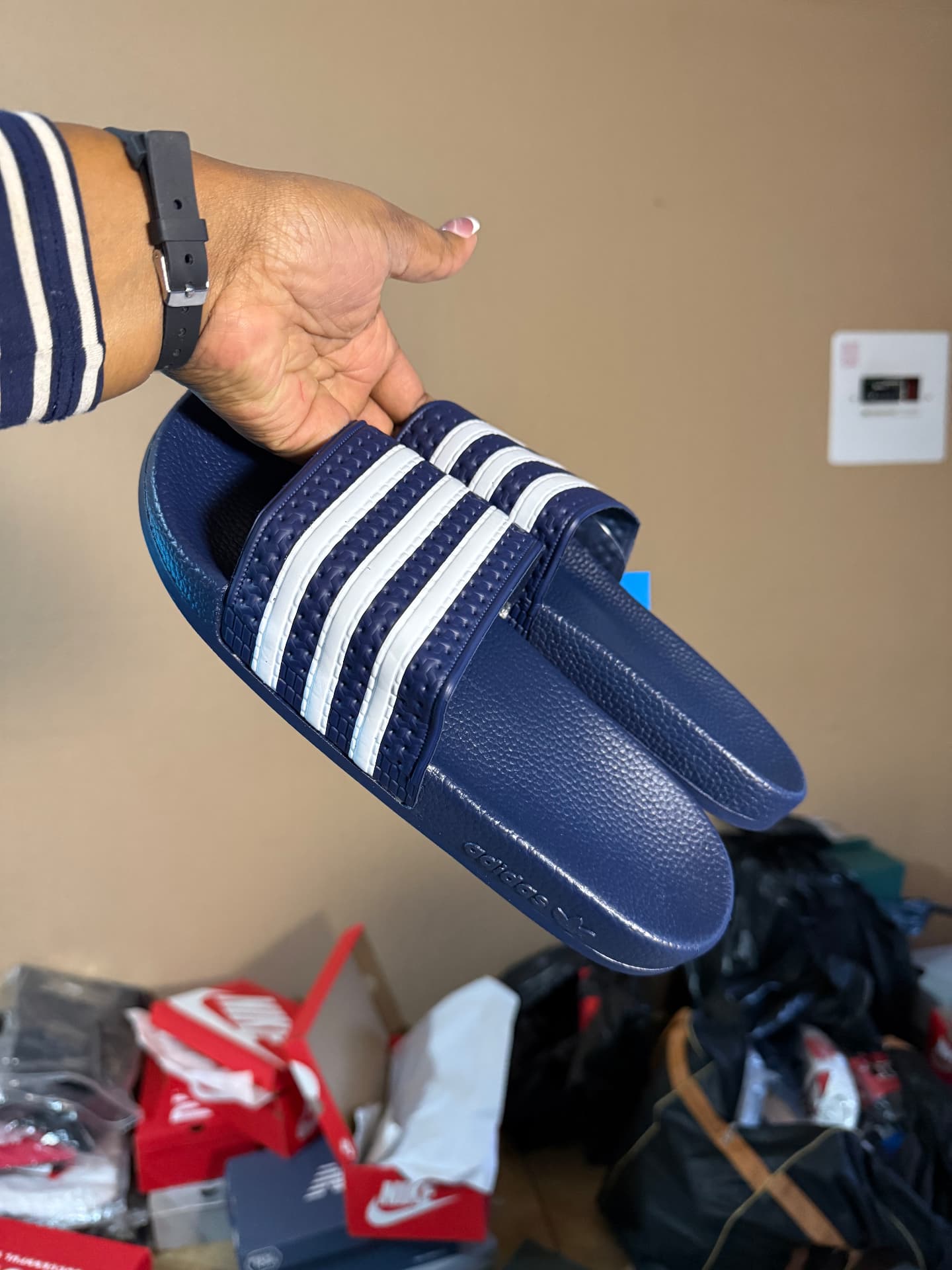 adidas Adilette Slides — Navy