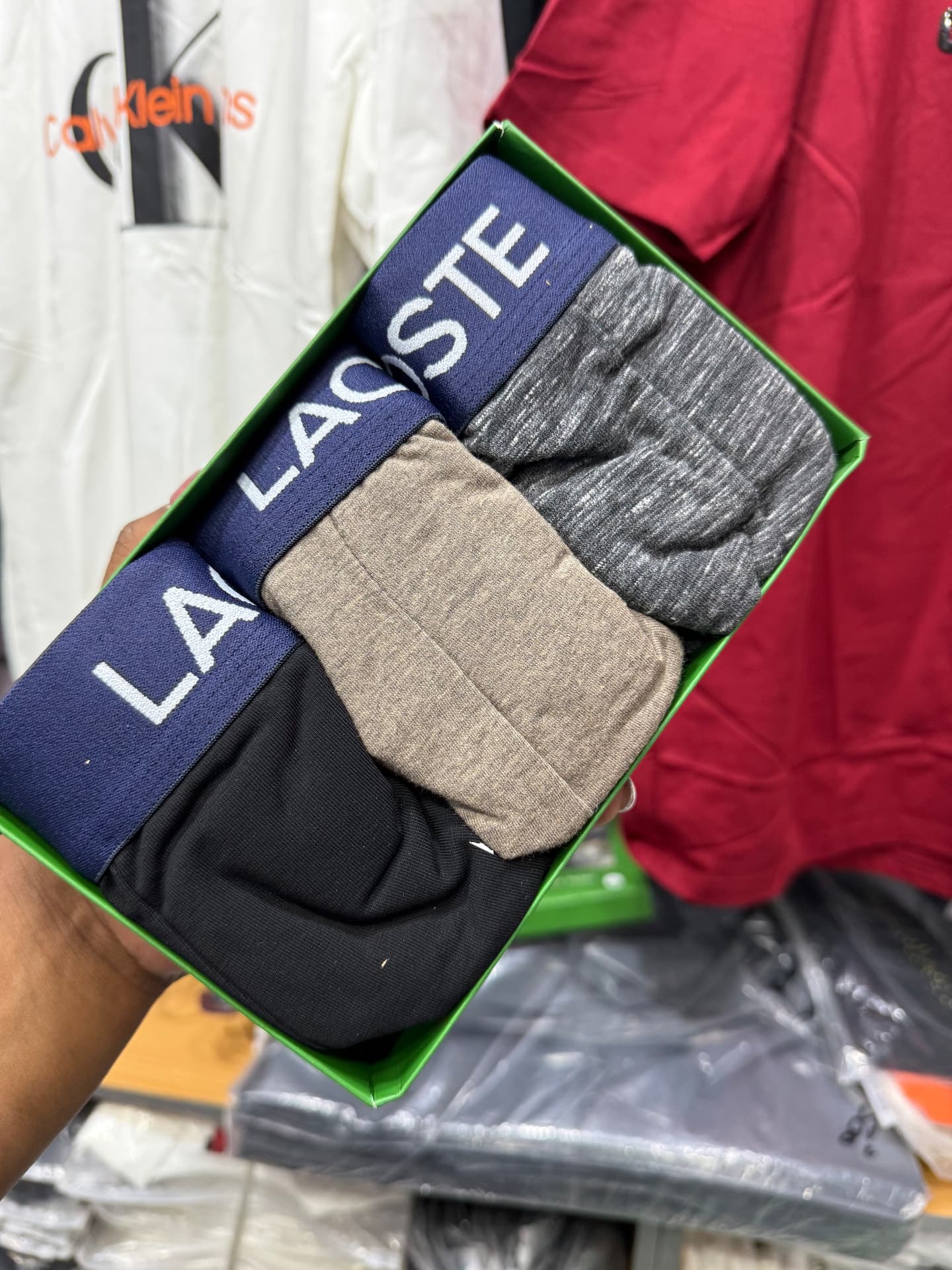 Lacoste 3-Pack Trunks — Grey/Taupe/Black