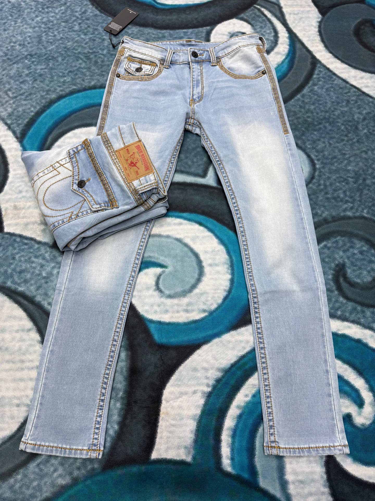 True Religion Straight Jeans — Ice Blue