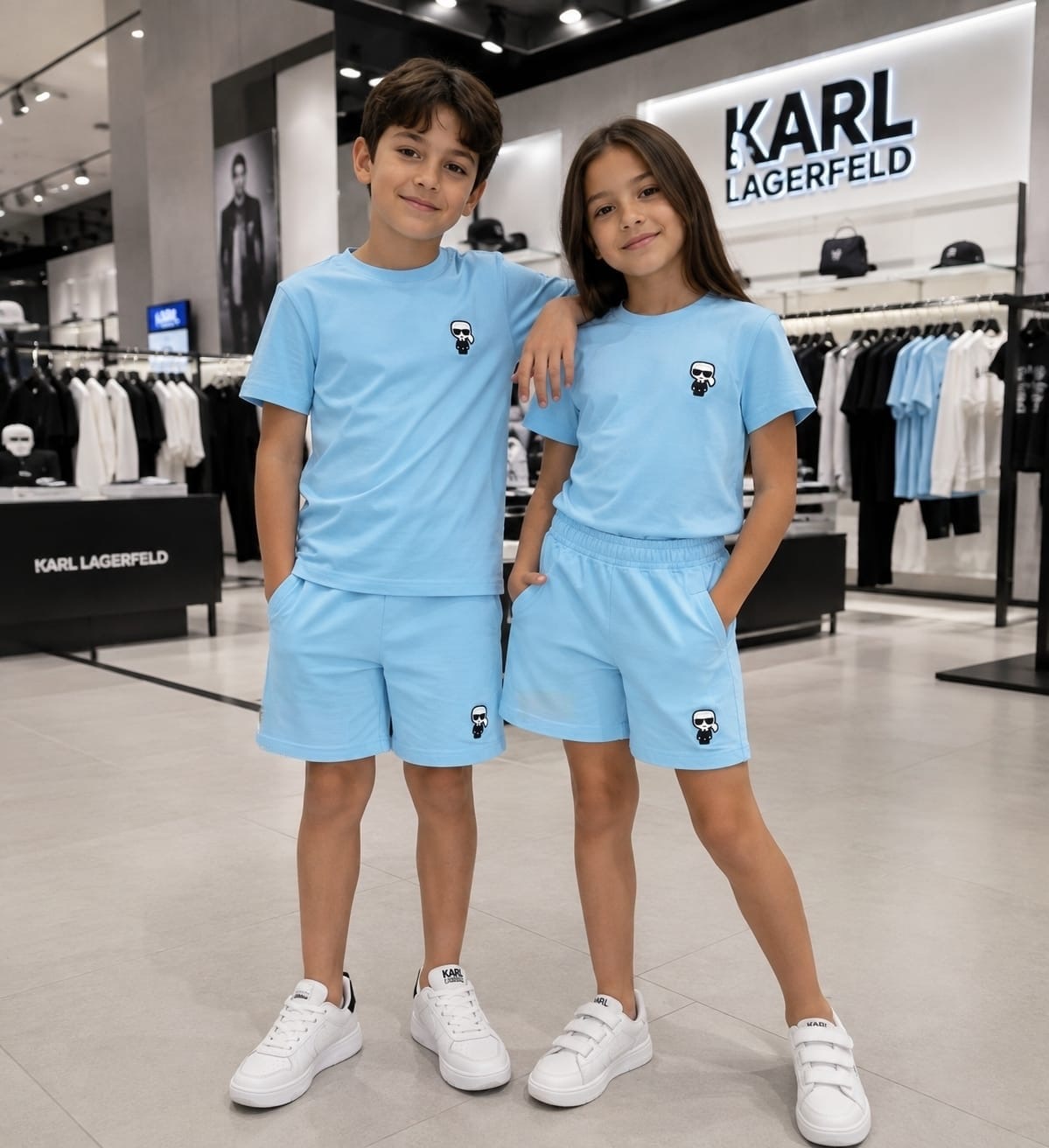 Karl Lagerfeld Kids Set — Tee & Shorts (Light Blue)