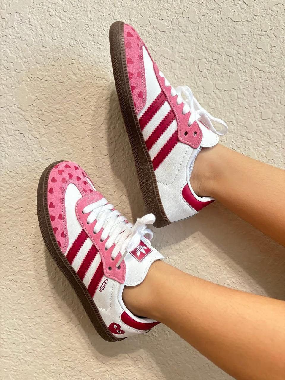 Adidas Samba OG β White/Pink Hearts