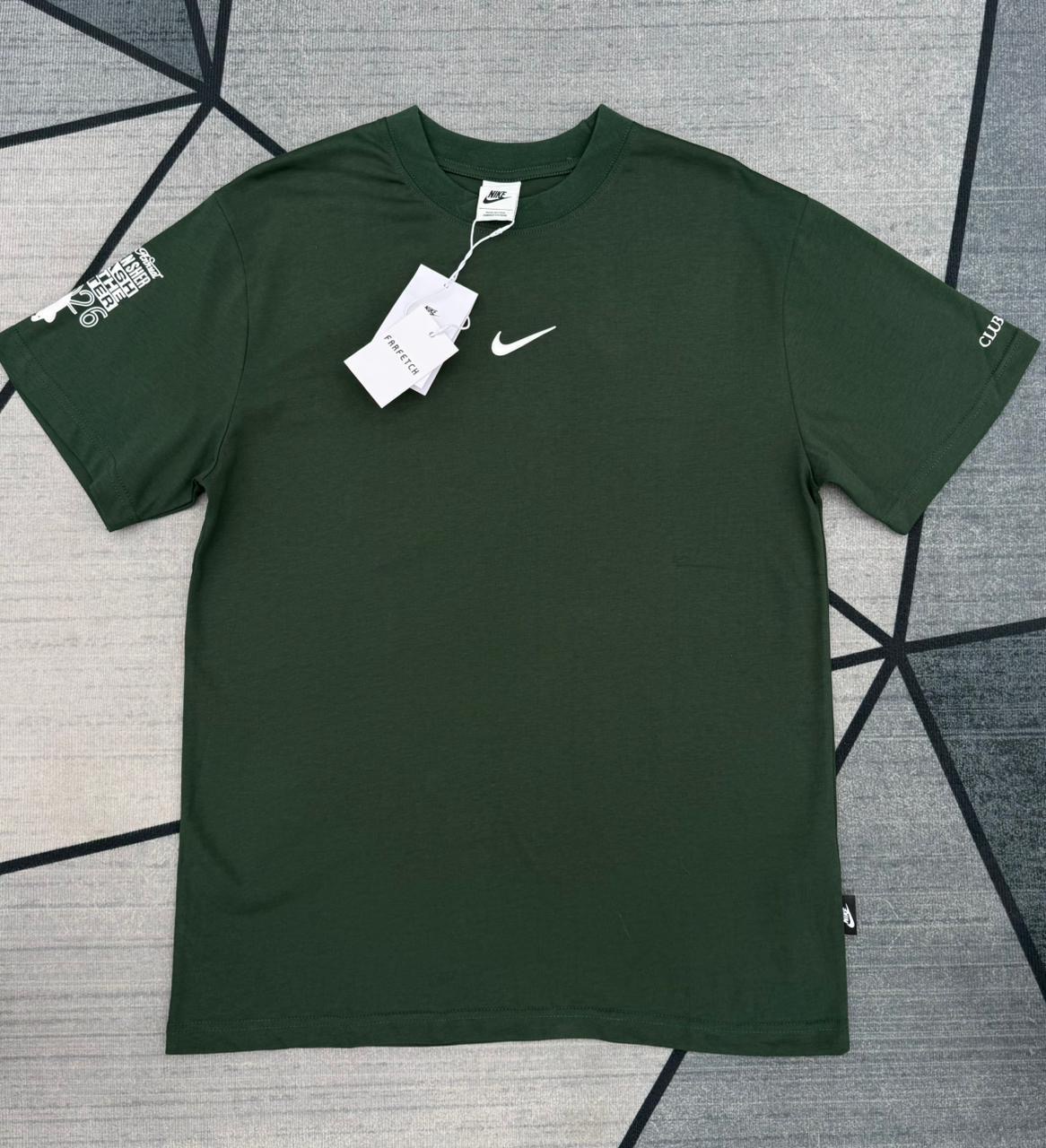 Nike Club Embroidered Swoosh Tee — Dark Green