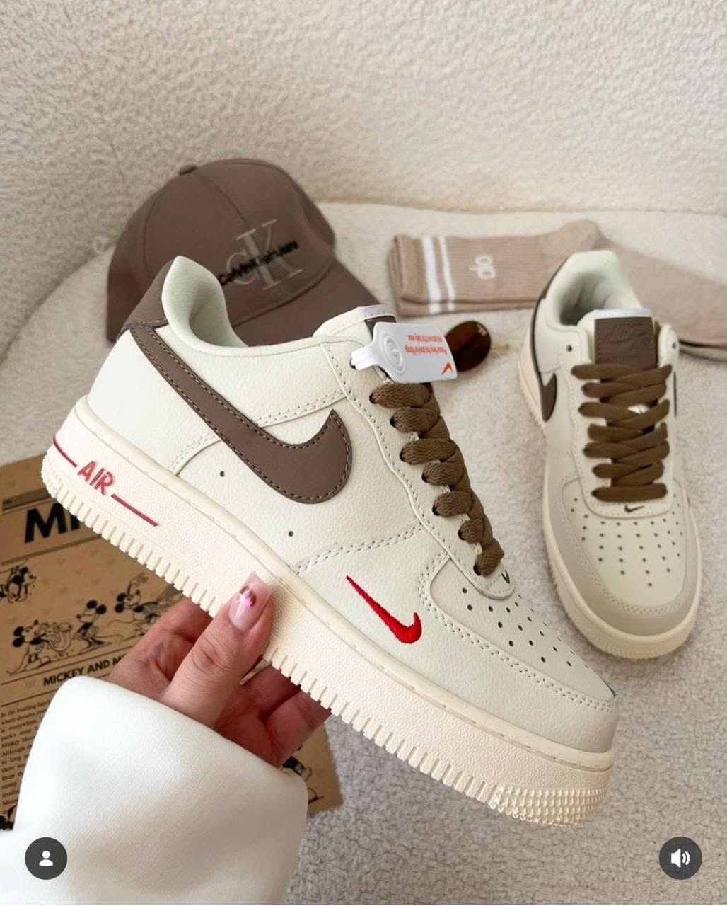 Nike Air Force 1 Low — Cream/Brown/Red