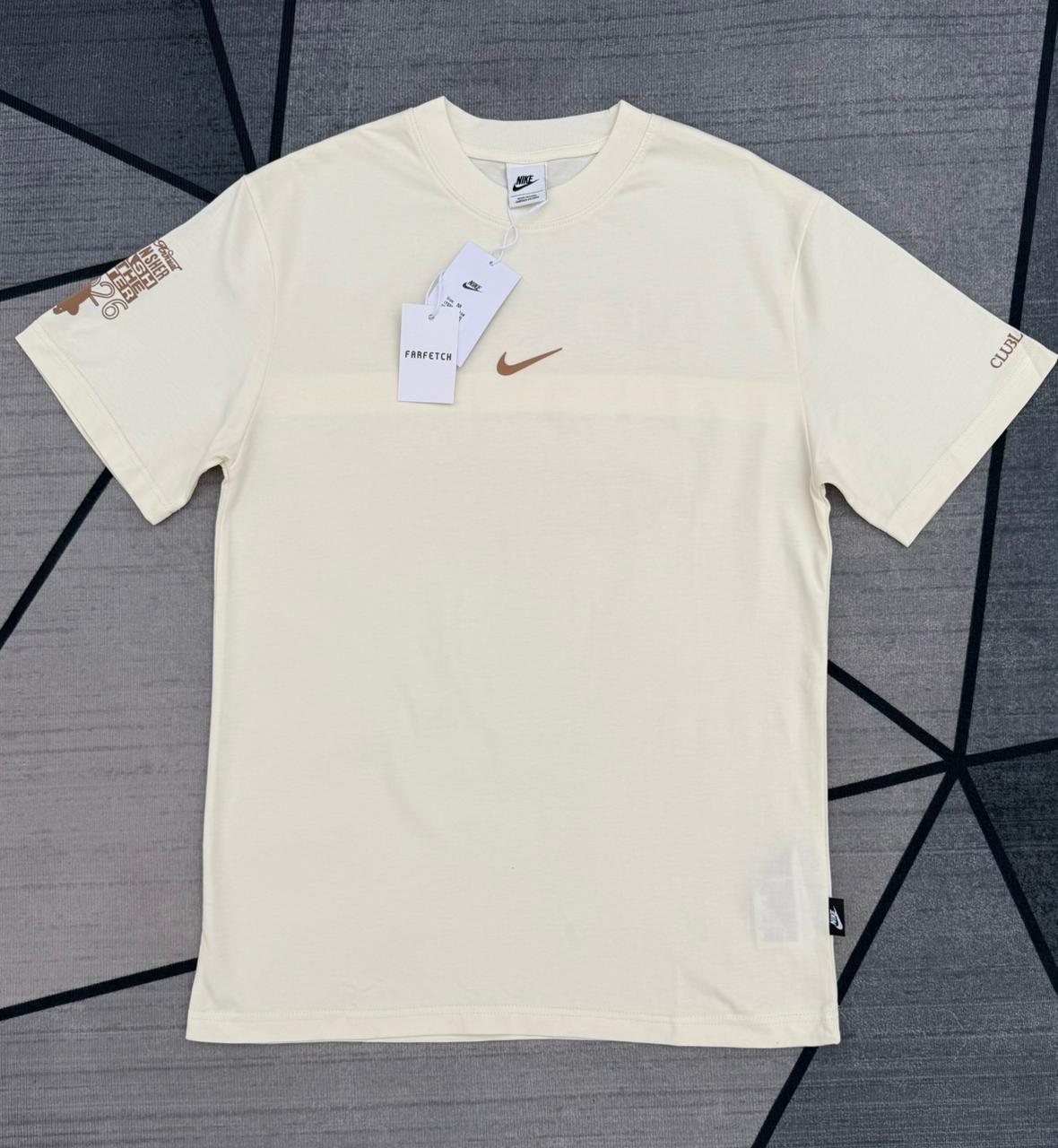 Nike Club Embroidered Swoosh Tee — Cream