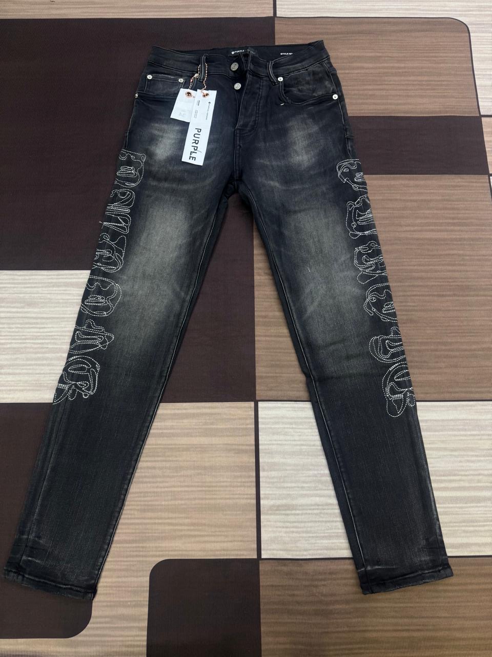 Purple Brand Jeans — Black Script Rhinestone