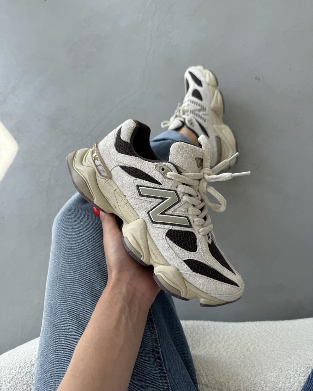 New Balance 9060 Cream Brown Suede