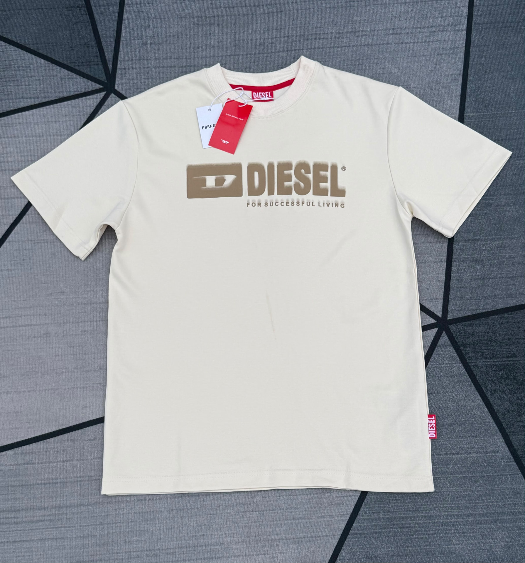 Diesel Block Logo Tee — Cream