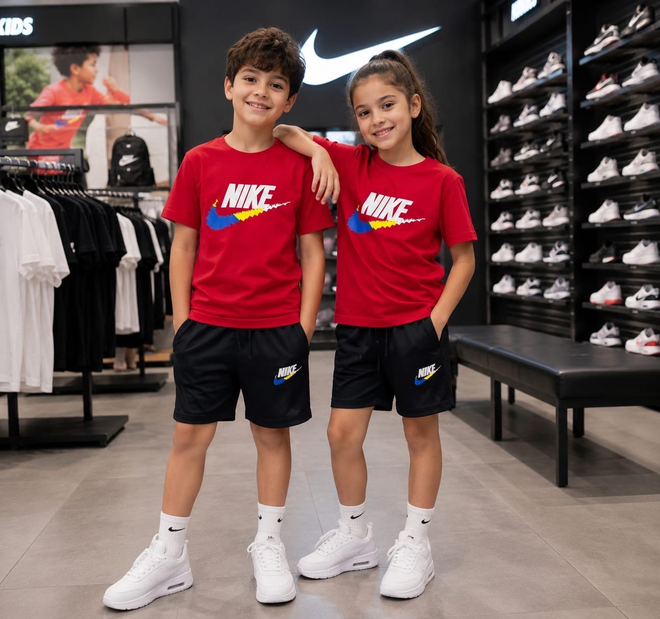 Nike Kids Set — Tee & Shorts (Red)