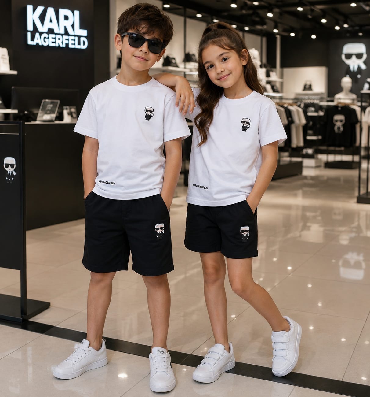 Karl Lagerfeld Kids Set — Tee & Shorts (White)