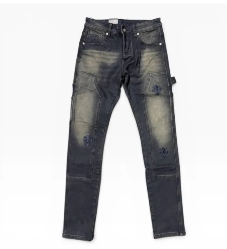 Chrome Cross Patch Jeans — Washed Black