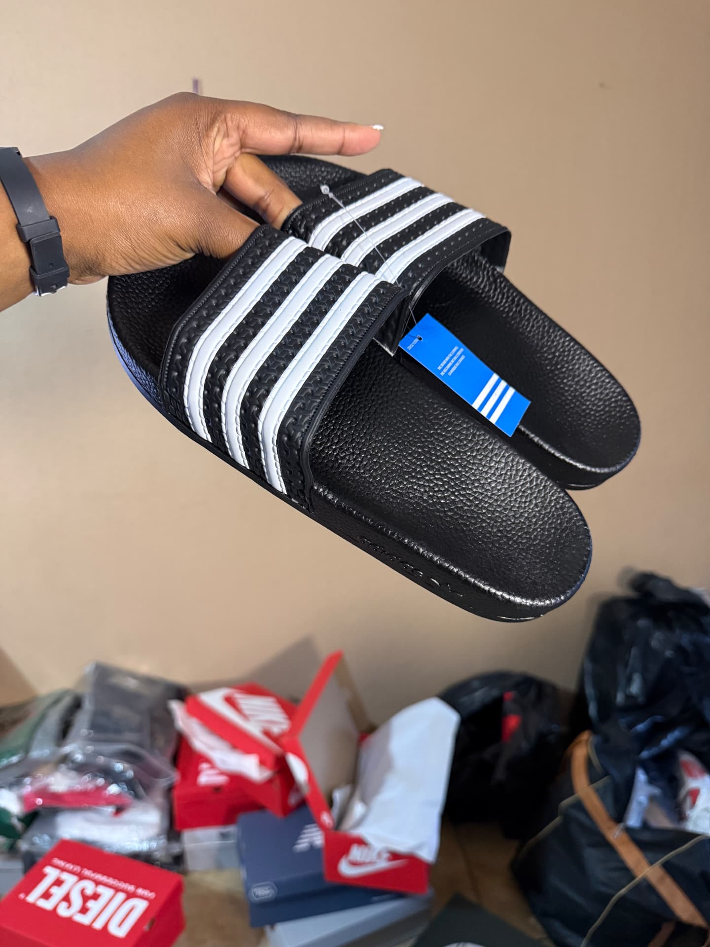 adidas Adilette Slides — Black