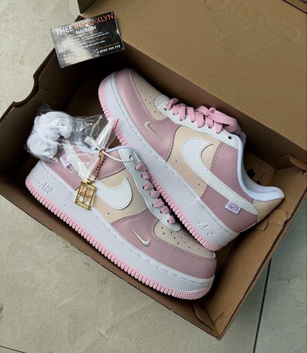Nike Air Force 1 Low — Pink/Beige/White