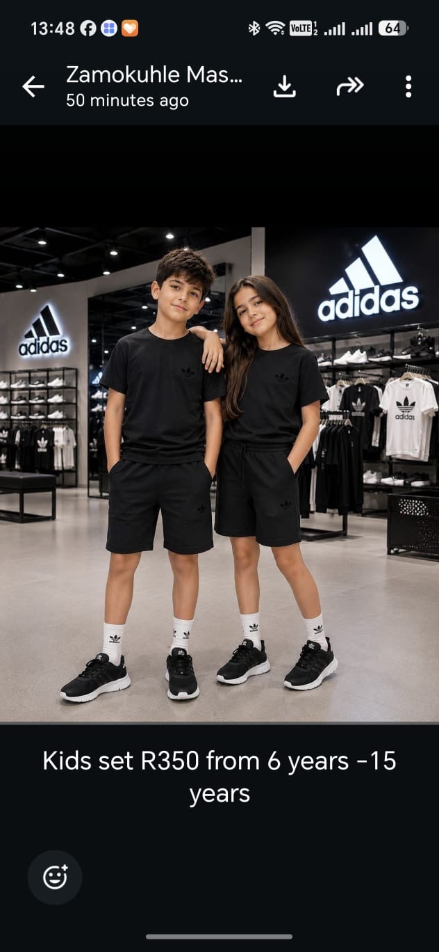 Adidas Kids Set — Tee & Shorts (Black)