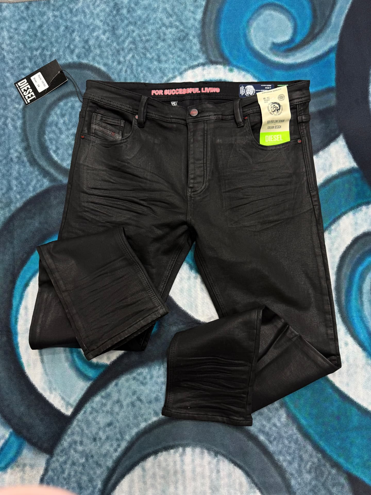 Diesel Wax-Coated Jeans — Black