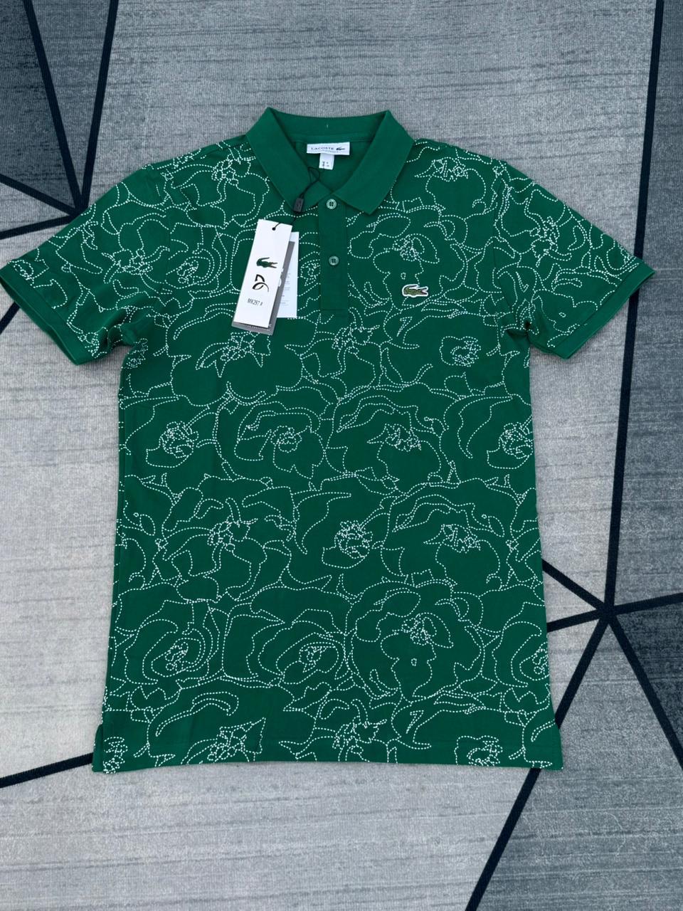 Lacoste Floral-Print Polo — Green