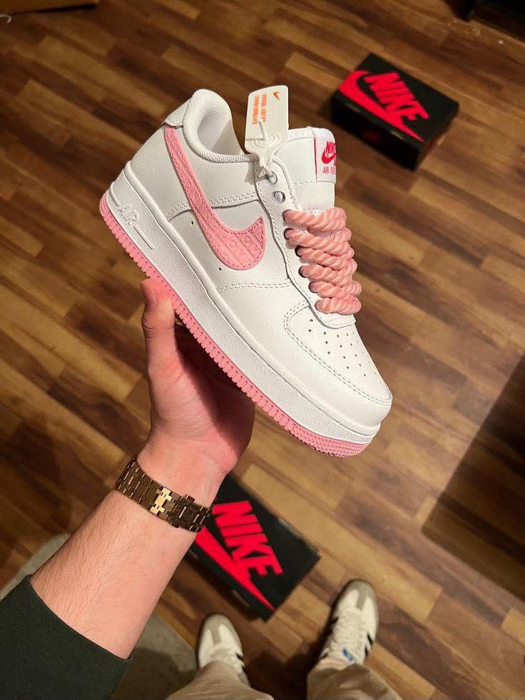 Nike Air Force 1 Low — White/Pink Rope Laces